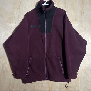 Vintage Columbia Jacket Men’s XL Burgundy Fleece Full Zip Pockets USA Gorp Hike